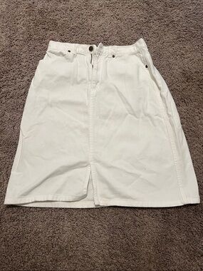 Eddie Bauer White Midi Skirt with Front Notch 100% cotton